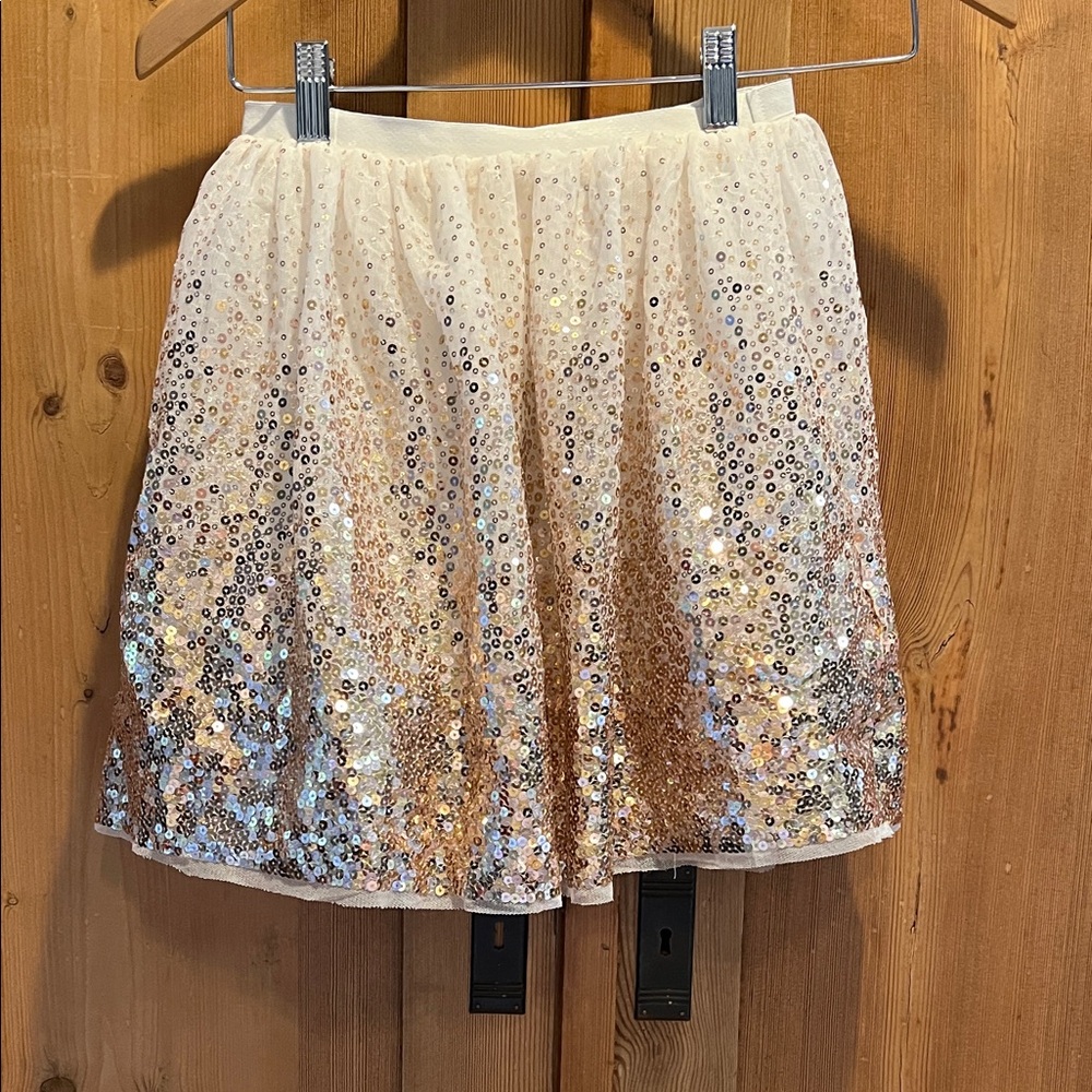 Golden sequin embroidery skirt by h & m, girl size 8-10